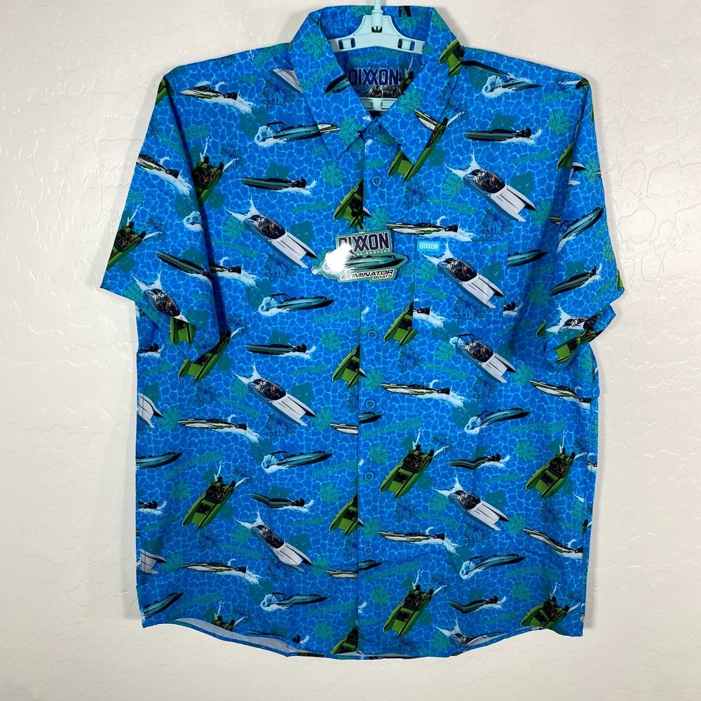 Dixxon Shirt Mens XL Blue The‎ Eliminator Boats Button Down Party Blend New